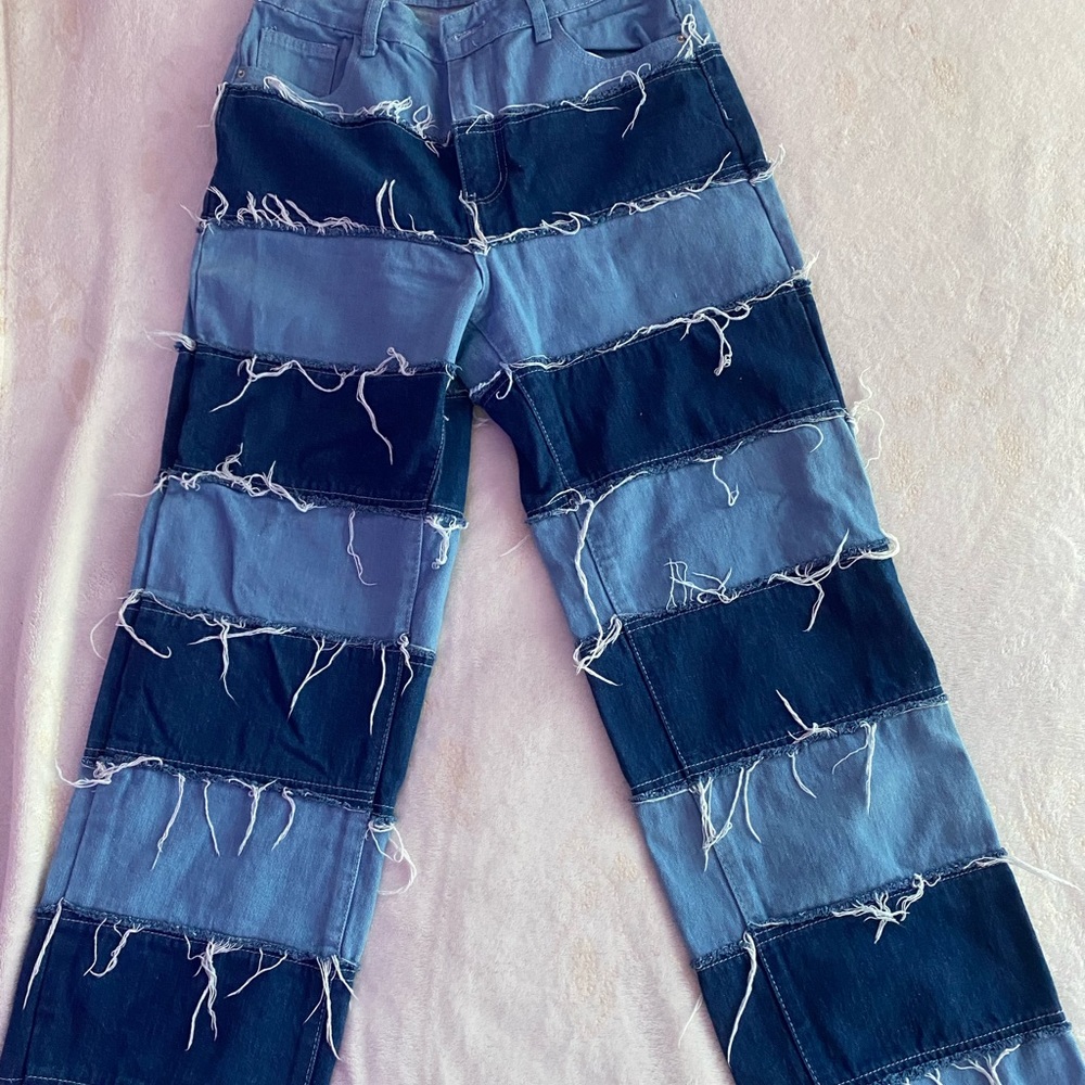 Shein Distressed Patchwork Jeans